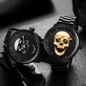 Hommes montres Cool Punk 3d-crâne en acier inoxydable haut de gamme marque de luxe sport mouvement à Quartz étanche antichoc hommes montres-bracelets Hommes montres Cool Punk 3d cr ne en acier inoxydable haut de gamme marque de luxe