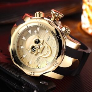 Montre t te de mort pour hommes grand cadran 3D rotatif marque de luxe bracelet en