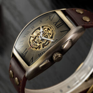 Montre transparente m canique squelette en cuir v ritable marque de luxe remontoir r tro pour