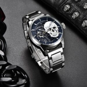 PAGANI DESIGN montres m caniques en acier inoxydable avec t te de mort montre avec t