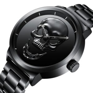 Punk cr atif cr ne noir hommes montres BIDEN l gant tanche en acier inoxydable d