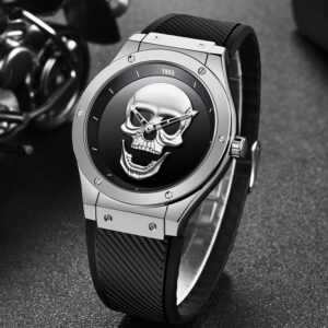 Relogio Masculino LIGE pour hommes montre cr ative 3D avec cr ne marque de luxe bracelet