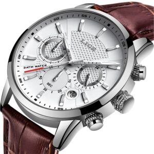 LIGE montre Quartz en cuir pour hommes chronographe tanche Sport Date automatique nouvelle collection 2021