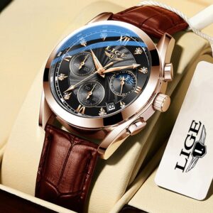 LIGE montre de luxe pour hommes horloge Date Sport militaire bracelet en cuir Quartz cadeau nouvelle