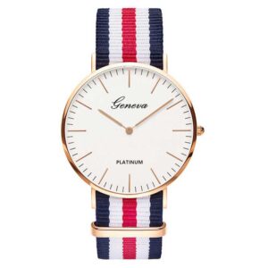 Montre avec bracelet en tissu Nylon multicolore pour hommes et femmes Simple et de styliste