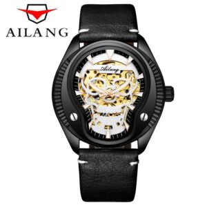 Montre m canique transparente homme Steampunk avec squelette dor Top marque montre de luxe horloge de