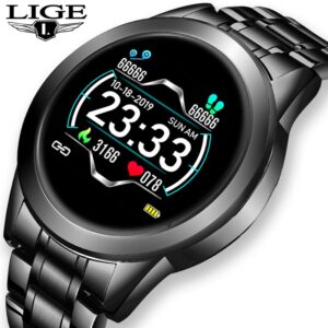 Montre num rique pour hommes en acier inoxydable bracelet masculin de sport lectronique LED horloge Bluetooth