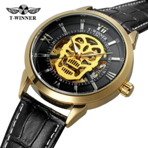 WINNER montre m canique pour hommes Design t te de mort de Pirate 3D marque de