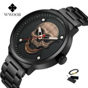 WWOOR mode cr ne montre hommes Top marque de luxe hommes tanche en acier inoxydable Quartz