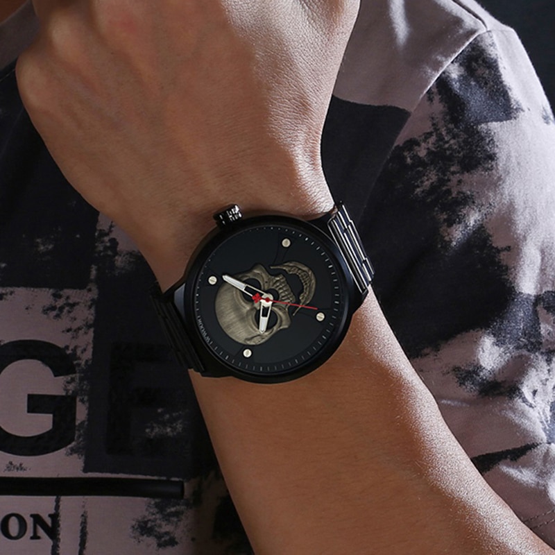 WWOOR – montre-bracelet de plaisanterie combattant derrière hommes, trace de excédent en métal apyre, à quartz, waterproof 30m, cadeaux derrière hommes WWOOR montre bracelet de sport militaire pour hommes marque de luxe en acier inoxydable quartz tanche 2