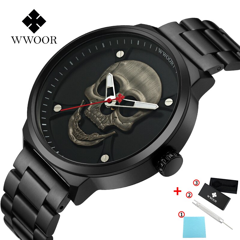 WWOOR – montre-bracelet de plaisanterie combattant derrière hommes, trace de excédent en métal apyre, à quartz, waterproof 30m, cadeaux derrière hommes WWOOR montre bracelet de sport militaire pour hommes marque de luxe en acier inoxydable quartz tanche
