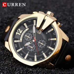 CURREN montre Quartz pour hommes marque de luxe grand cadran mode Sport militaire bracelet en cuir