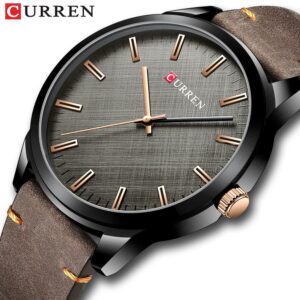 CURREN montre de sport en cuir pour hommes marque de luxe montre militaire grand cadran analogique