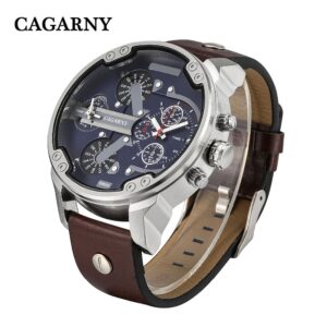 Cagarny montre analogique Quartz pour hommes montre bracelet de Sport militaire grand bo tier deux fois