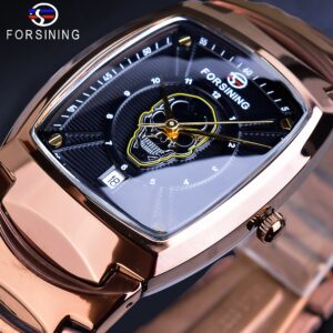Forsining Calme Punk 3D indomptable opacité homme montre à Améthyste Journée empressement apparat bracelet en fonte viril Quadrangle étui montres carillon Relogio