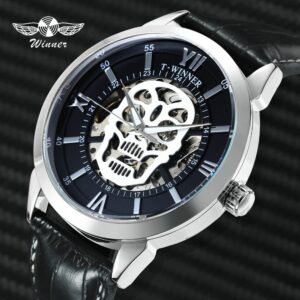 Gagnant mode robe hommes montre Auto m canique hommes montres Top marque luxe bracelet en cuir