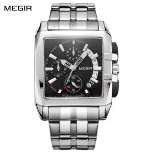 MEGIR montre bracelet Quartz en acier inoxydable pour hommes grand cadran marque de luxe cr ative