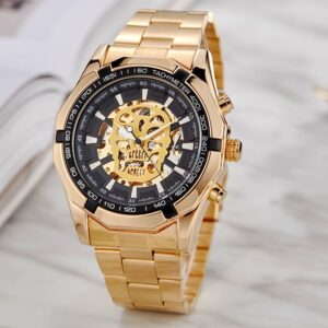 Montre automatique haut de gamme homme lumineux cr ne squelette montre auto vent homme horloge m