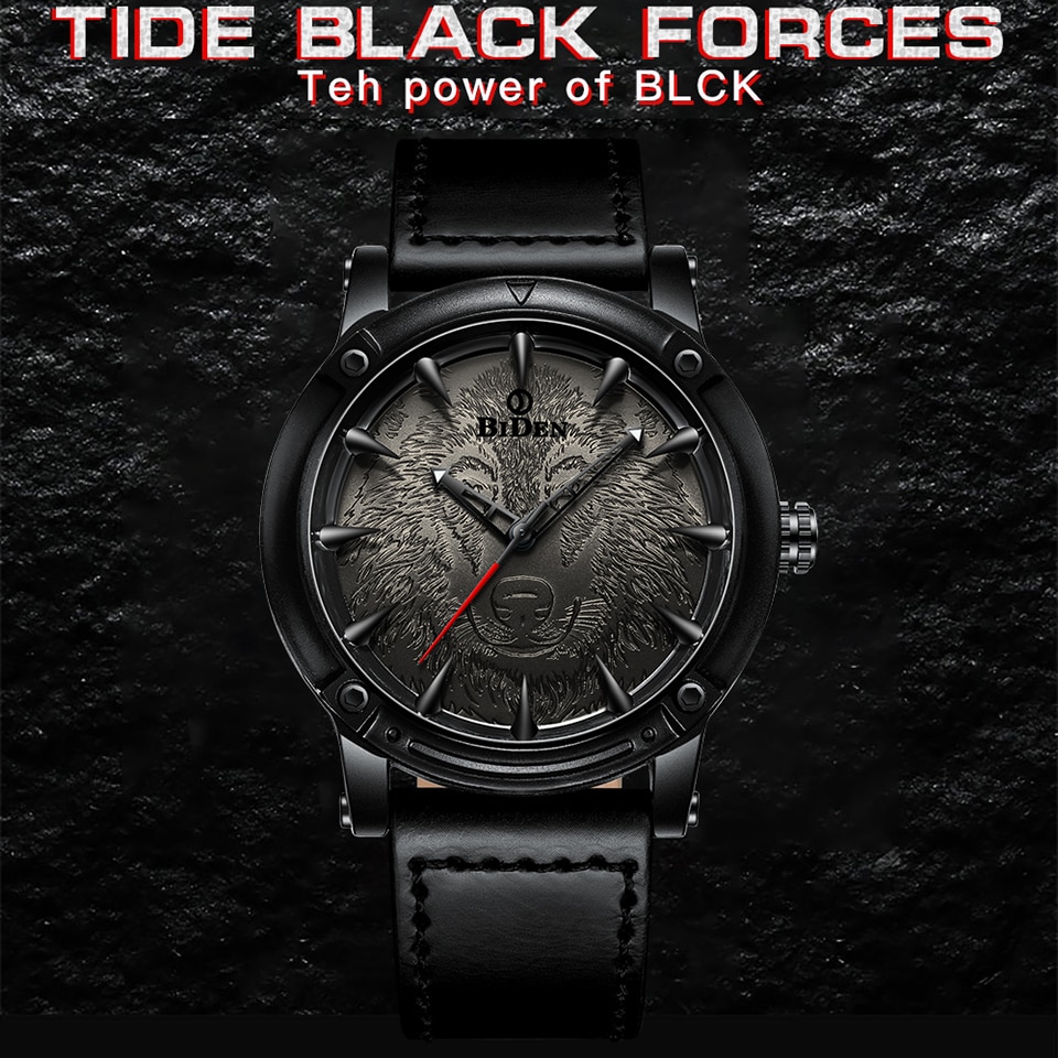 🔥 « Montres Originales Homme: L’Étalage Médiéval au Matricielle Steampunk » 🔥 Montre gothique en cuir pour homme loup grav au Laser Steampunk noir et marron Quartz d 5