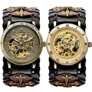 « Le Révolu: Montres Originales pour Hommes à l’Esprit Médiéval et Steampunk » ou « Chamois Rock: Présentez Votre Instinct avec les Montres Révolu ».
Le produit pourrait s’appeler « Chronomancy ». Montre m canique remontage automatique pour hommes squelette Antique cadran automatique Vintage gothique Steampunk marron Rock