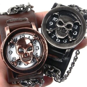 « Prénom original: Violet Skull – Bracelets-montres Steampunk pour Hommes à la Conduite, Indicateur à Valve, Récompense Économique et Style Unique! » Montres Steampunk t te de mort pour hommes la mode cadran clapet bracelet en cuir Quartz