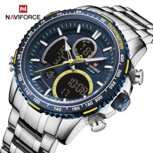 NAVIFORCE montre bracelet en acier inoxydable pour homme marque de luxe grand cadran chronographe sport Quartz