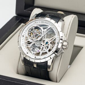 Oblglo Montre de luxe pour hommes Design de travail ouvert cadran squelette bracelet en cuir de