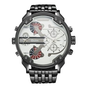 Oulm 3548 hommes montres en acier inoxydable montre pour hommes Sport militaire grand cadran montre Quartz