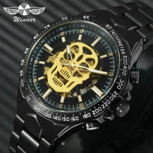 WINNER montre cr ne dor Cool pour hommes d coration en cristal squelette Auto m canique