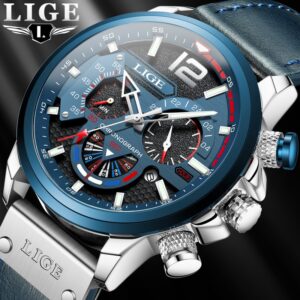 « Luxurium – Montre-bracelet en cuir étanche pour hommes, date lumineuse, quartz, chronographe ». "Luxurium - Montre-bracelet en cuir étanche pour hommes, date lumineuse, quartz, chronographe".