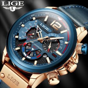 "Chrono Luxe : Montre en cuir pour hommes, étanche et élégante."