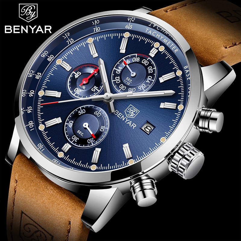 2023 BENYAR : Chrono-Sport. Montre-bracelet luxueux et étanche pour hommes. Quartz, mode chronographe, Sport et originalité. 2023 BENYAR : Chrono-Sport. Montre-bracelet luxueux et étanche pour hommes. Quartz, mode chronographe, Sport et originalité. – Image 2