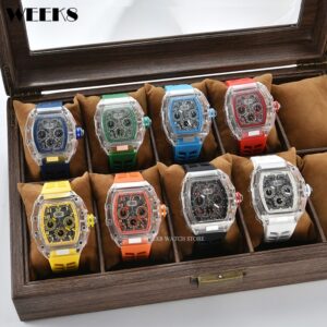 "TimeMaster Elite: Montre militaire de luxe pour hommes, Top bleu, boîtier Transparent, chronographe, Silicone, sport, Steampunk, horloge et Montres originales homme."