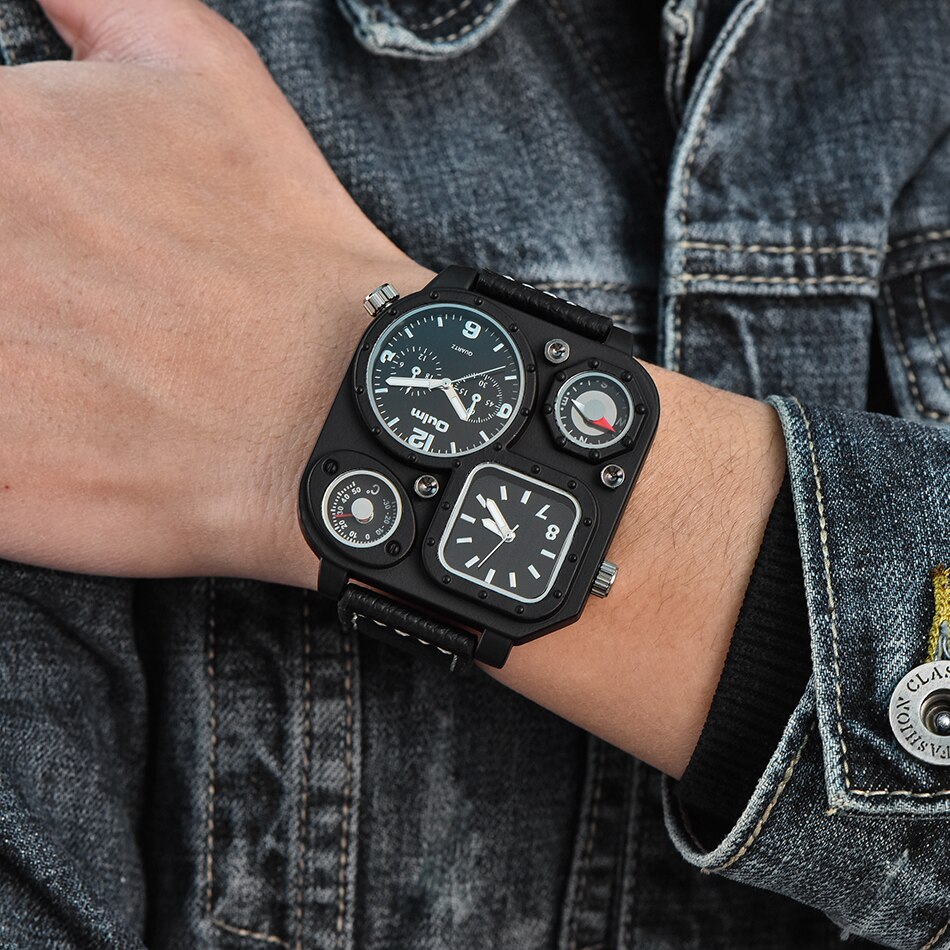 « Unique Oulm: Montre de Sport pour Hommes, Noire, Cadran Carré, Boussole Décorative ». "Unique Oulm: Montre de Sport pour Hommes, Noire, Cadran Carré, Boussole Décorative". – Image 2