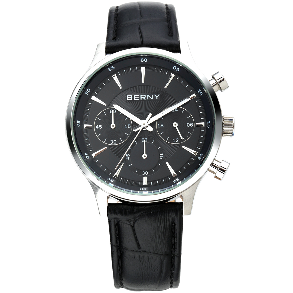 Seiko – montre de luxe VD54 pour hommes, chronographe 24H, mode, étanche, bracelet en cuir véritable, montres de Sport à Quartz Seiko – montre de luxe VD54 pour hommes, chronographe 24H, mode, étanche, bracelet en cuir véritable, montres de Sport à Quartz – Image 2