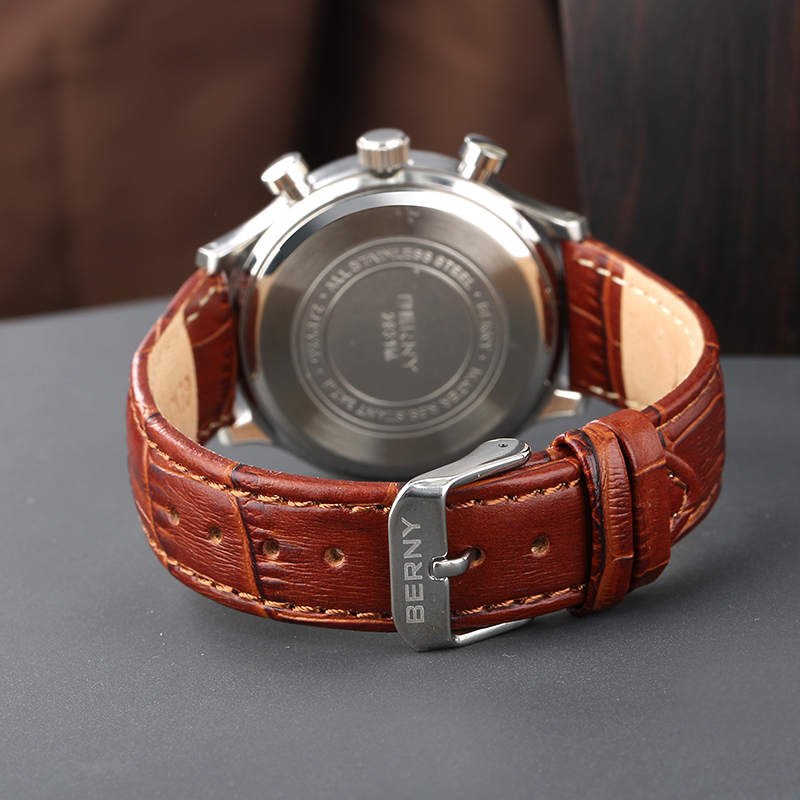 Seiko – montre de luxe VD54 pour hommes, chronographe 24H, mode, étanche, bracelet en cuir véritable, montres de Sport à Quartz Seiko – montre de luxe VD54 pour hommes, chronographe 24H, mode, étanche, bracelet en cuir véritable, montres de Sport à Quartz – Image 3