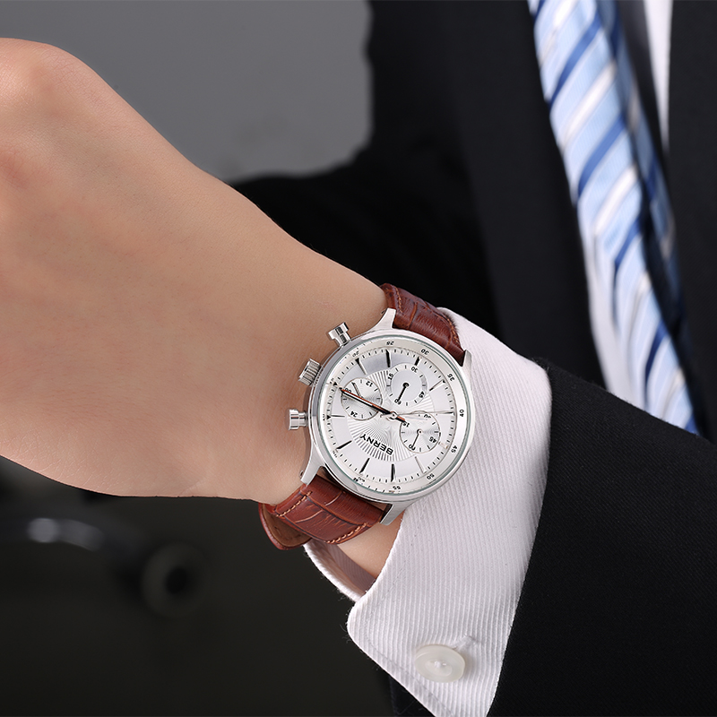 Seiko – montre de luxe VD54 pour hommes, chronographe 24H, mode, étanche, bracelet en cuir véritable, montres de Sport à Quartz Seiko – montre de luxe VD54 pour hommes, chronographe 24H, mode, étanche, bracelet en cuir véritable, montres de Sport à Quartz – Image 6