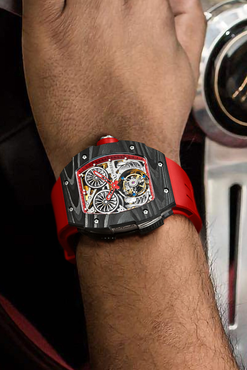 « 1922 Luxury Tourbillon: Montre de Plongeur pour Homme, Saphir, Double Printemps, Fibre de Carbone et Horloge Mécanique ». "1922 Luxury Tourbillon: Montre de Plongeur pour Homme, Saphir, Double Printemps, Fibre de Carbone et Horloge Mécanique". – Image 4