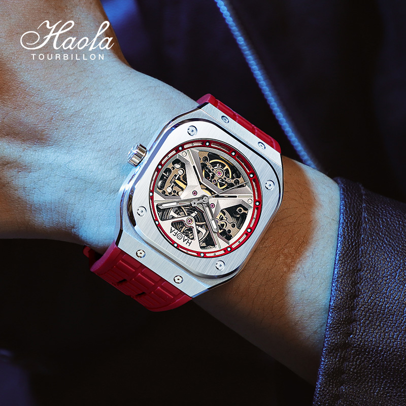 « Squelettor Tourbillon: Montre carrée luxe pour homme! 80h de puissance, saphir automatique et modules de mouvement. 1961et, le summum du luxe. "Squelettor Tourbillon: Montre carrée luxe pour homme! 80h de puissance, saphir automatique et modules de mouvement. 1961et, le summum du luxe. – Image 3