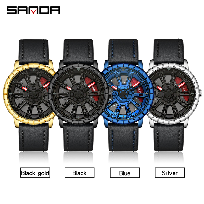 Montre-bracelet en acier Spinning 3D pour homme, jante de roue de voiture, moyeu, montre à quartz unique, roue de course, offre spéciale, mode 360 Montre-bracelet en acier Spinning 3D pour homme, jante de roue de voiture, moyeu, montre à quartz unique, roue de course, offre spéciale, mode 360 – Image 4
