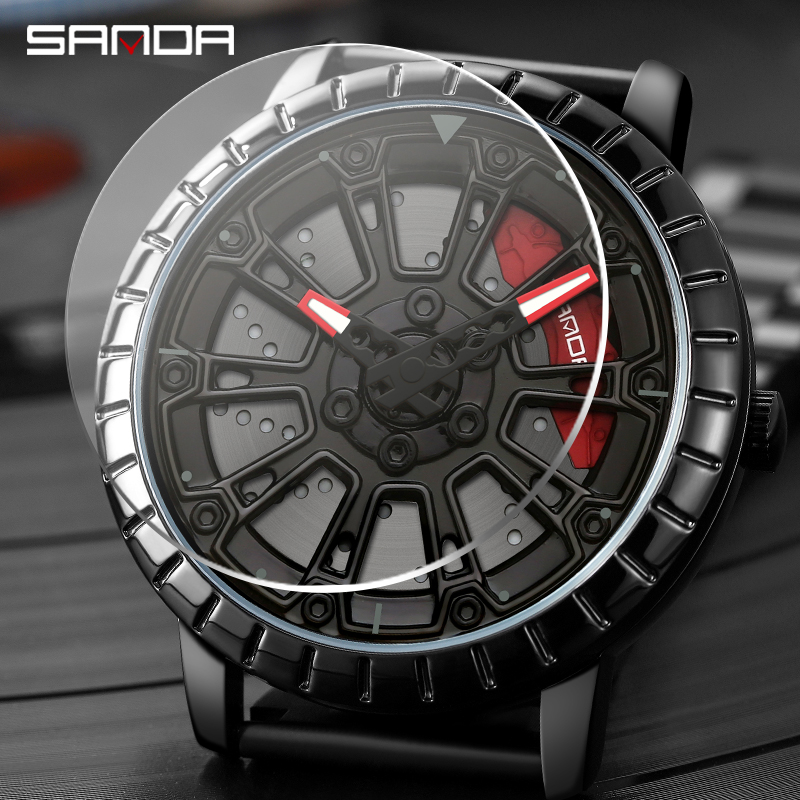 Montre-bracelet en acier Spinning 3D pour homme, jante de roue de voiture, moyeu, montre à quartz unique, roue de course, offre spéciale, mode 360 Montre-bracelet en acier Spinning 3D pour homme, jante de roue de voiture, moyeu, montre à quartz unique, roue de course, offre spéciale, mode 360 – Image 5