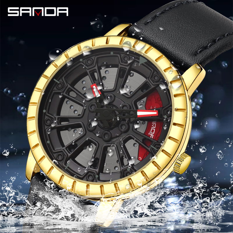 Montre-bracelet en acier Spinning 3D pour homme, jante de roue de voiture, moyeu, montre à quartz unique, roue de course, offre spéciale, mode 360 Montre-bracelet en acier Spinning 3D pour homme, jante de roue de voiture, moyeu, montre à quartz unique, roue de course, offre spéciale, mode 360 – Image 6