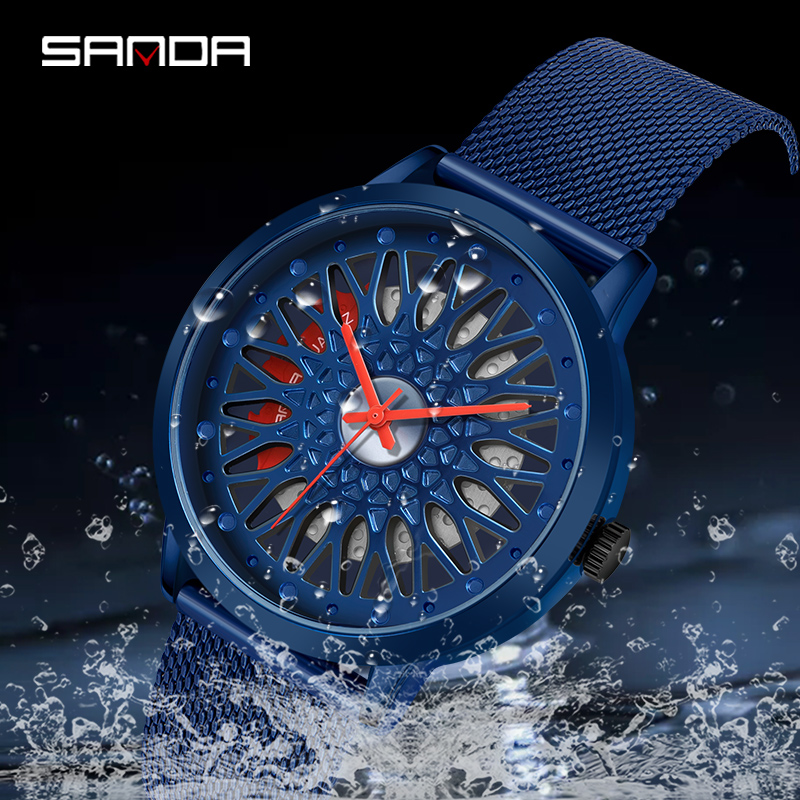 Montre à quartz étanche en acier inoxydable pour homme, super jante de voiture, moyeu, original, vente en gros Montre à quartz étanche en acier inoxydable pour homme, super jante de voiture, moyeu, original, vente en gros – Image 4