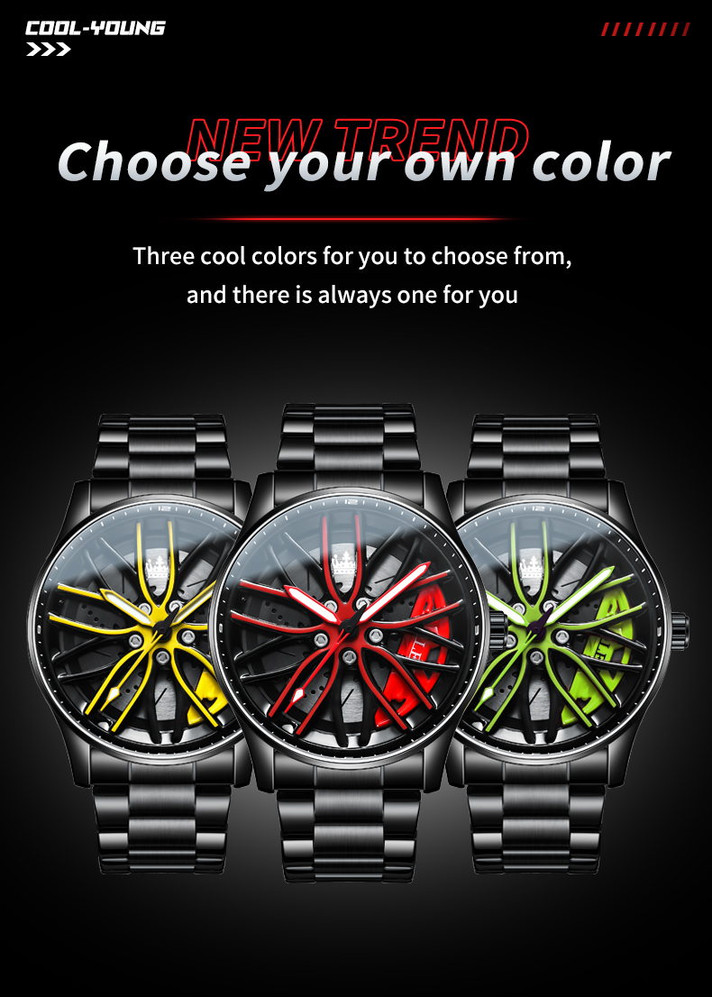 OLEVS – montre-bracelet étanche pour hommes, avec cadran rotatif à 2023 °, jante de voiture de Sport, en acier inoxydable, 360 OLEVS – montre-bracelet étanche pour hommes, avec cadran rotatif à 2023 °, jante de voiture de Sport, en acier inoxydable, 360 – Image 6