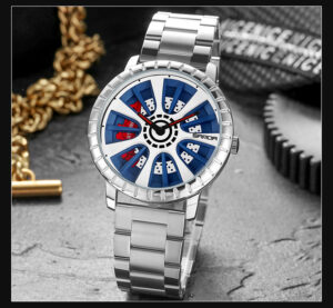 Sanda-Montre de sport à quartz en acier inoxydable pour homme, marque supérieure, luxe, roue de voiture, moyeu de jante, mode 2022, 1054