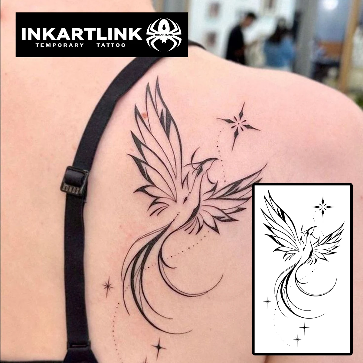 Tatouage temporaire Phoenix, dure jusqu’à 15 jours, autocollant semi-permanent magique imperméable de nouvelle technologie. kf S1622728ae4aa41a3933f7a0a5939b4057