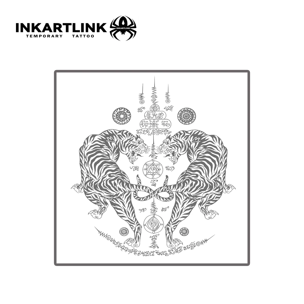 Tatouage semi-permanent INKARTLINK, nouveaux autocollants de tatouage double tigre thaïlandais, imperméable, aspect de tatouage réel, tatouage végétal. kf S76a9035d37994ea986dfd9600790af2af