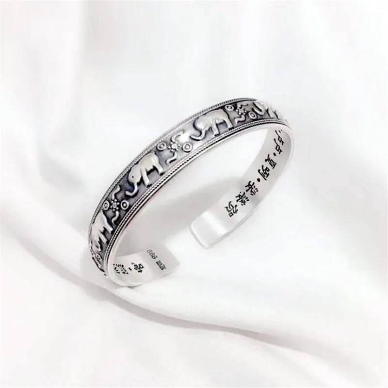 Bracelets en argent thaïlandais rétro animal mignon, bijoux en argent regardé 925, personnalité, bracelets dominateurs d’éléphant, SL079, créatif, nouveau kf H7b157c155d6a41c498e35668b92fe61e1