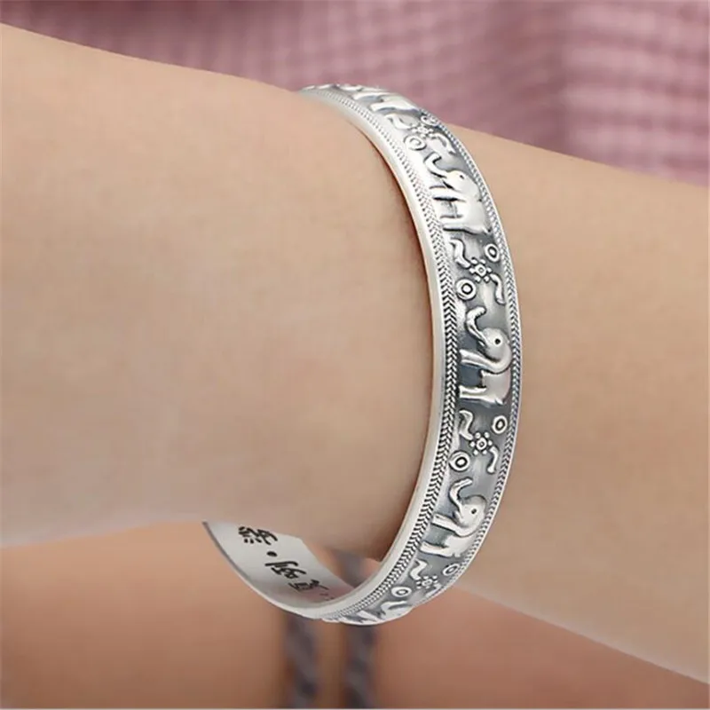 Bracelets en argent thaïlandais rétro animal mignon, bijoux en argent regardé 925, personnalité, bracelets dominateurs d’éléphant, SL079, créatif, nouveau kf Hb5570207463e4cc19290674c844553482