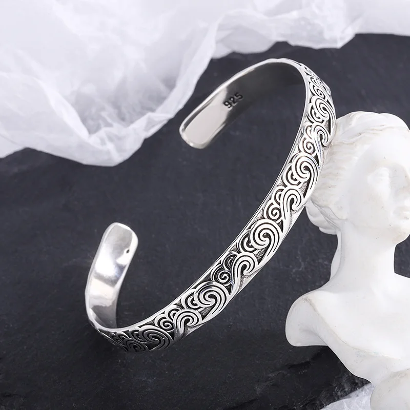 Nouveauté rétro vague Bracelets 925 bijoux en argent Sterling mode Spray personnalité doux nuage ouverture Bracelets TYB116 kf S0187475f98ff43bf93133c1270a68be0e